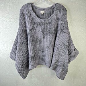 POL Chenille Oversized Sweater S Gray Knit Relaxed Fit Slouchy Pullover Cozy Top